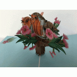 pop-up twee roodborstjes op een tak kaart